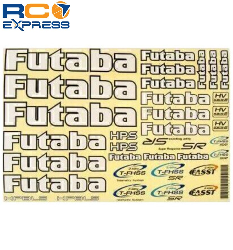 Futaba Systems Decal Sheet For RC Cars - Model FUTEBB1179 - 260mm X 180mm Sticker Set