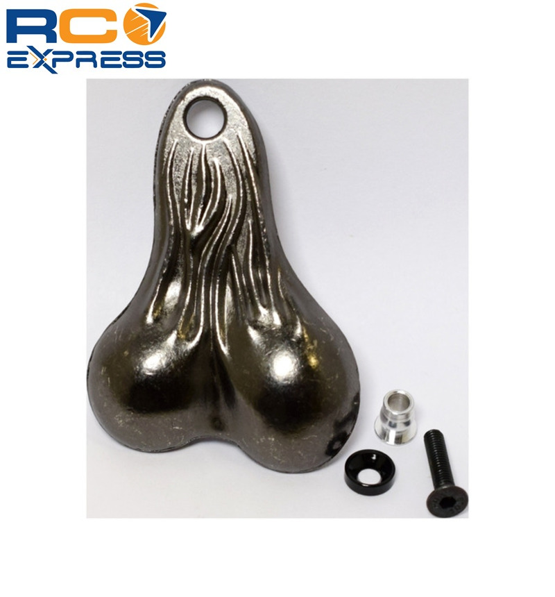 Hot Racing Metal Dangler Balls Truck Nuts Black Chrome 1/10 Scale